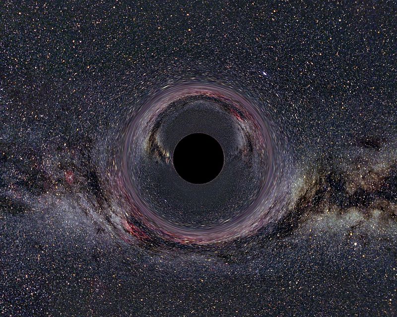 天の川を背景としてブラックホールがあったら、というイメージ図